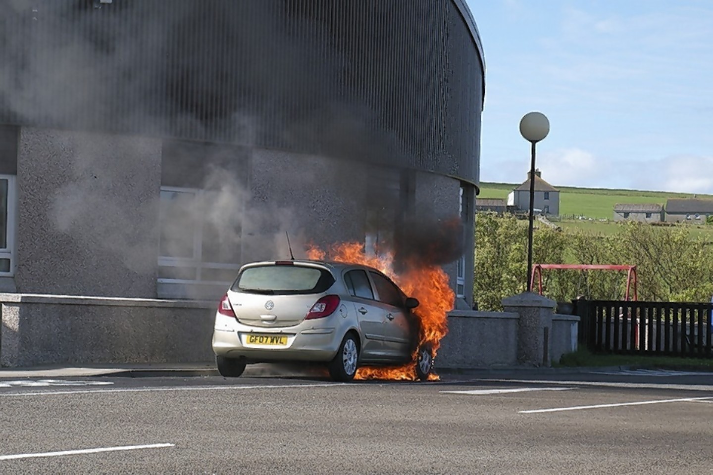A fire started by a bird's nest under a car bonnet on Orkney